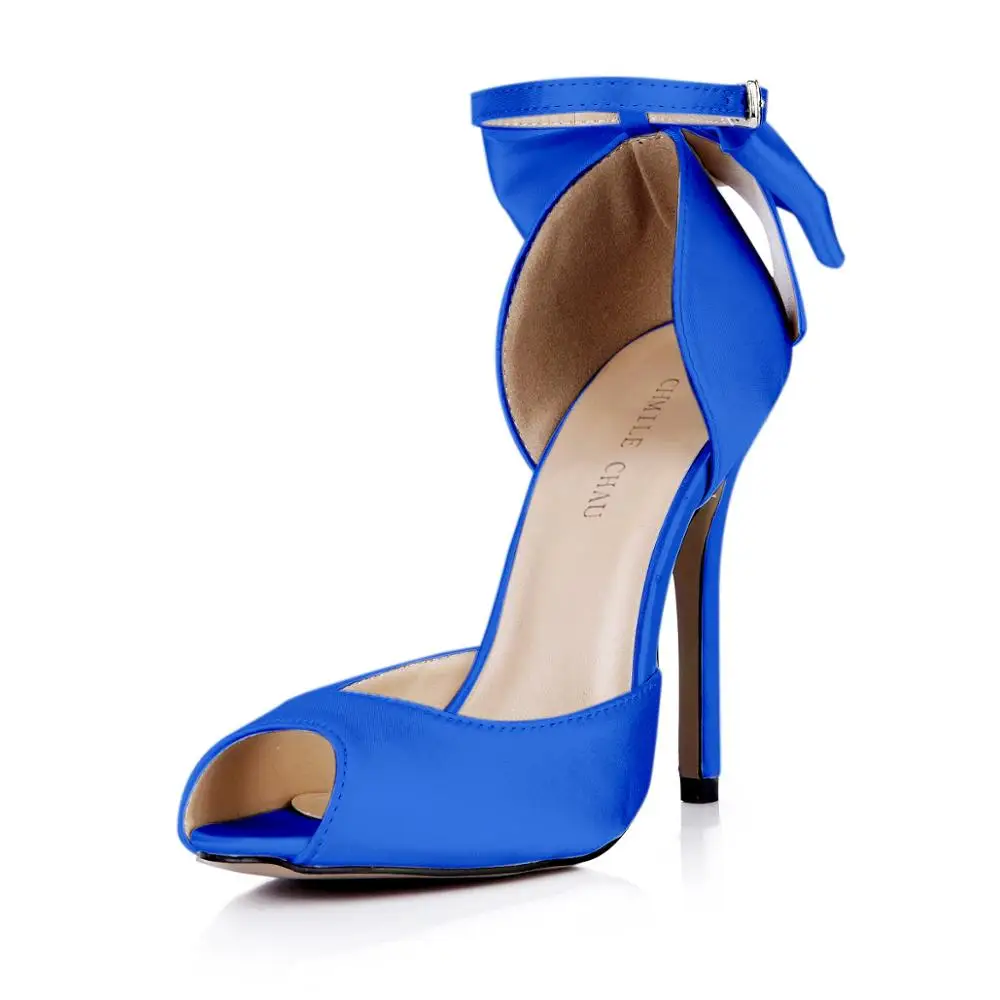 Summer Spring New 12cm High Heel Pumps Bridals Wedding Women Stiletto Ankle Strap Bowing Peep Toe Sexy Party Lady Shoes 3C-k2
