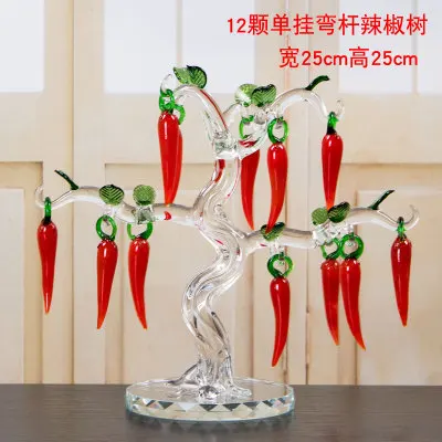 12pcs Single-hang Кристалл творческий день Чили дерево красные огненные украшения винный шкаф гостиная Свадебные украшения домашний декор стола - Цвет: 12pcs Single-hang