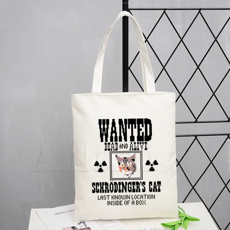

Schrodingers Cat Science Simple Women Package Elegant Canvas Bag Handbags Shoulder Bags Casual Shopping Girls Handbag