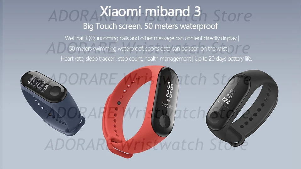 Xiaomi mi Band 3 Smart mi band 3 Браслет Пульс фитнес спорт 0,78 дюймов OLED дисплей 20 дней в режиме ожидания 2 обновления