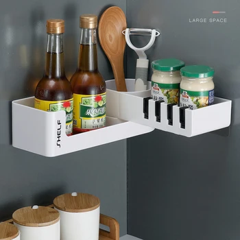 

Cooking Kitchen Accessories Bathroom Shelf Free Punching Wall Hanging Corner Storage Racks Vanity Suction Home Goods Organizer