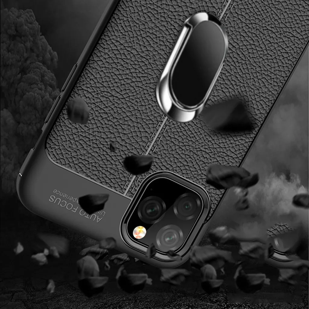 Нескользящий ультратонкий ударопрочный и без деформации для iPhone 11 Pro 5,8 дюймов кожаный мягкий прочный тонкое кольцо подставка силиконовый чехол