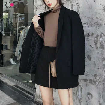 

RZIV Autumn and winter women's suit casual solid color pocket decorative suit