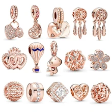 

Jewelry For Women Rose Gold Beadeds Fit Pandora Original DIY Charms Parure Bijoux Femme 100% 925 Sterling Silver Bracelets Beads