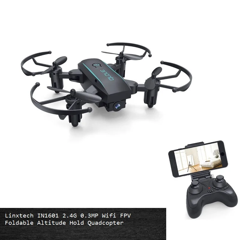 Linxtech IN1601 480P 720P Мини Радиоуправляемый Дрон с камерой Wifi FPV складной Квадрокоптер с удержанием высоты Радиоуправляемый вертолет игрушки