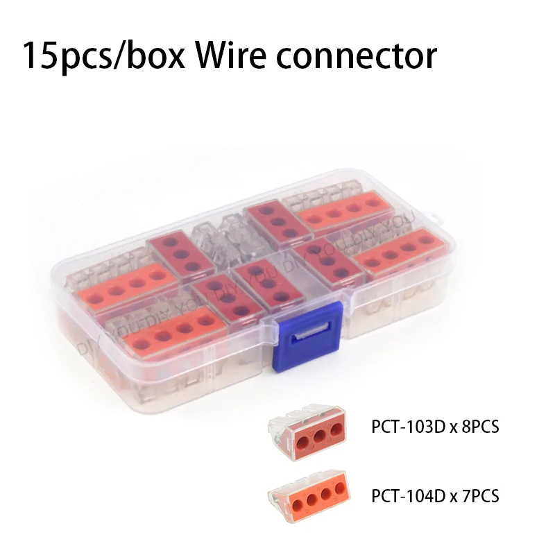 PCT-10M(15PCS) Смешанный провод в штучной упаковке быстрый Универсальный компактный соединитель проводки PCT-102/104/106/108 клеммный блок проводника с рычагом - Цвет: PCT-10M(15PCS)