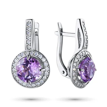 

Silver earrings with amethyst and cubic zirconia e0607sg04200313