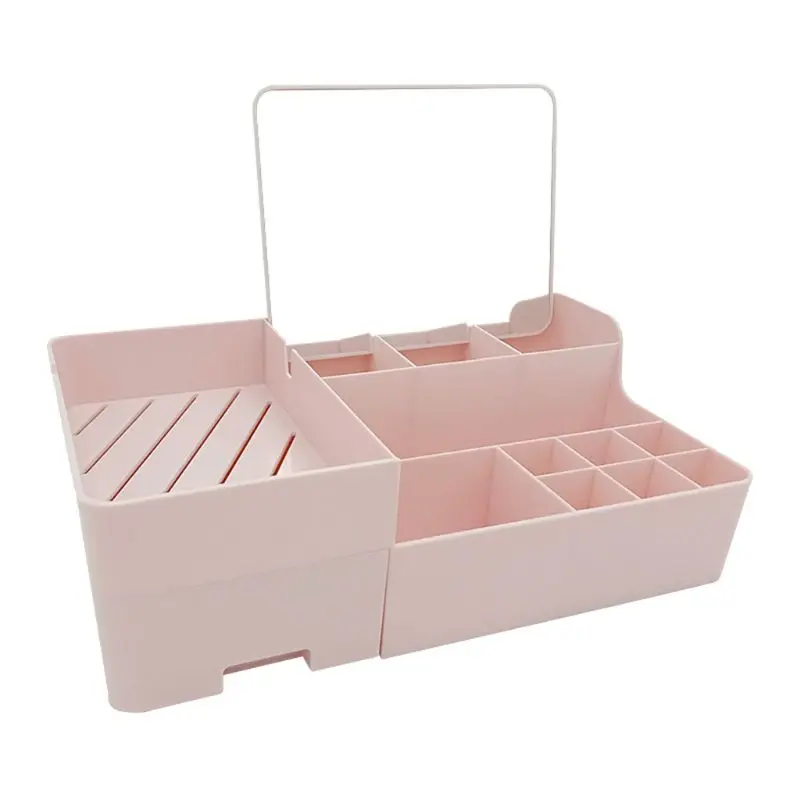 Makeup Organizer with Mirror for Cosmetic Capacity Storage Box Desktop Sundry Multilayer Drawer Container