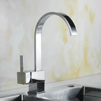 

Kitchen faucet sink wash dish basin table basin cold and hot water faucet square flat tube can rotate