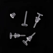 

200pcs Anti-allergy Transparent Plastic with 3/5mm Earplugs 12mm Pin Ear Studs For DIY Jewelry Making Accessories Whosale