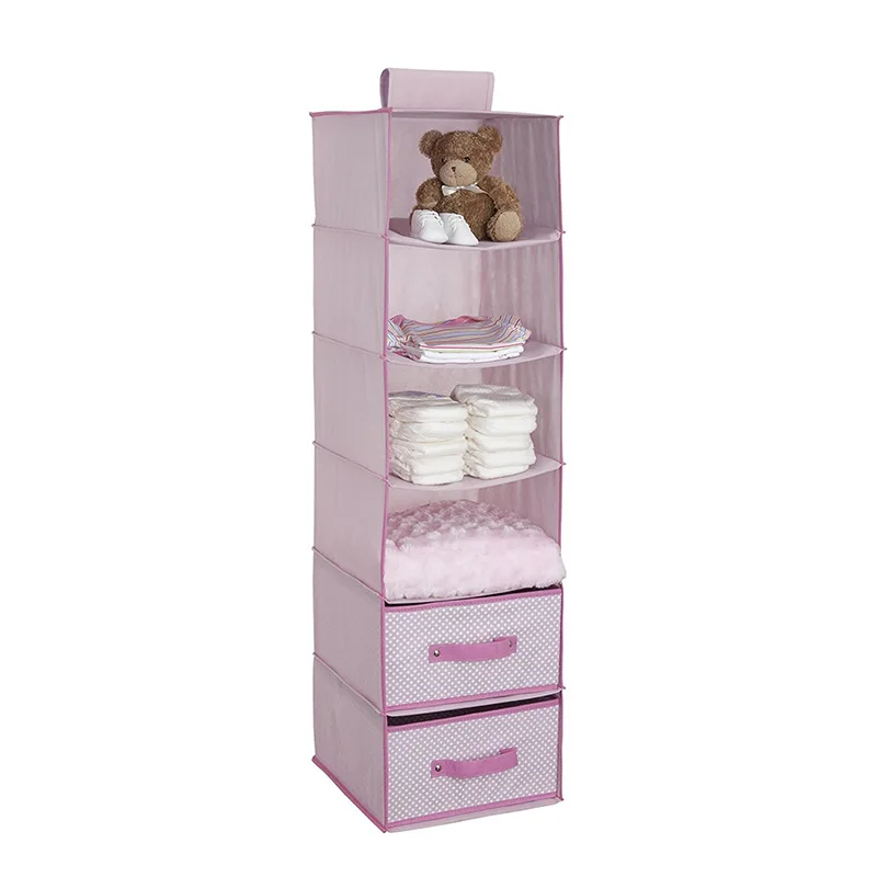 Cross Border Foldable Six Grid Wardrobe Hanging Storage Bag Nonwoven Fabric Multilayer Hanging Storage Bag