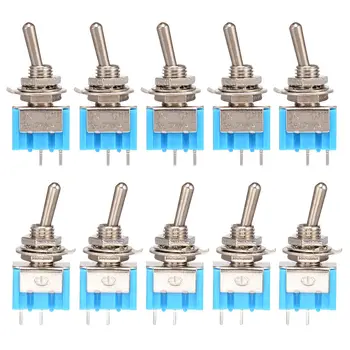 

10pc 2 Pin 2 Position On-Off SPST Mini Latching Toggle Switch AC 125V/6A 250V/3A