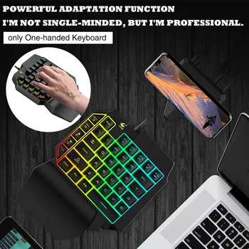 

LED Backlight USB Mobile Phone One-Handed RGB Home Wrist Rest Ergonomic 41 Keys Wired Mouse Portable Gaming Keyboard Set