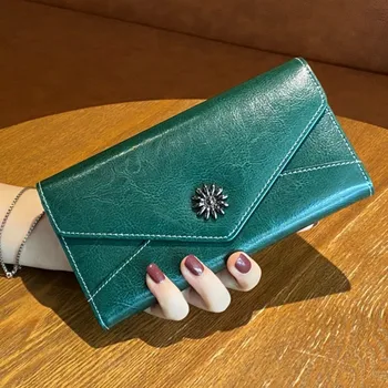 

Women's Clutch Leather Wallet Female Long Wallet Ladies Zipper Purse Strap Money Bag Purse 2020