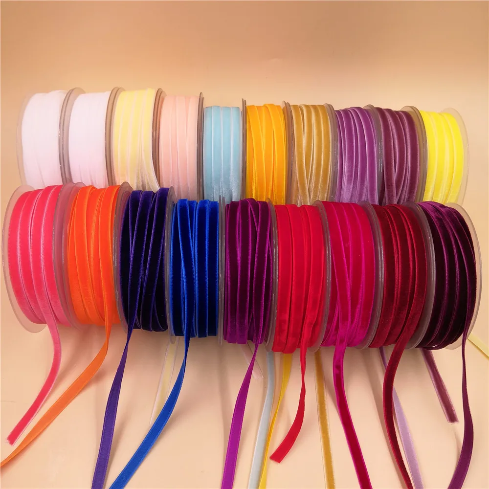 Velvet Ribbon 6/9/15/25mm Single Face Velvet Ribbon for Handmade Gift Bouquet Wrapping Supplies Home Party Decoration Christmas Velvet Tape