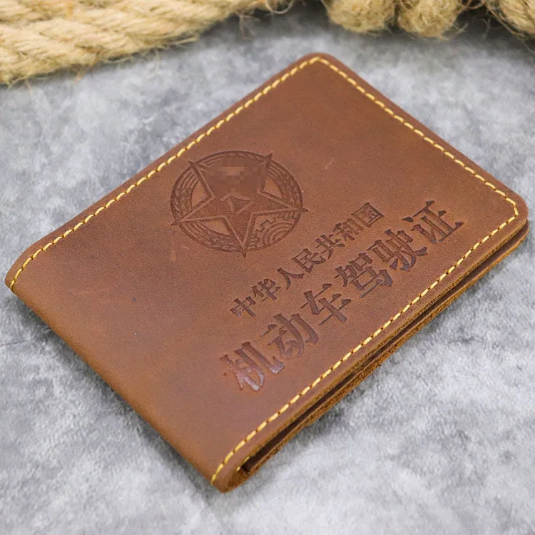 

Sun Retro Genuine Leather Transparent Double Mirror Window 3 Card Holder Creative Thin Bank Card ID Card Exposure jia zhao bao