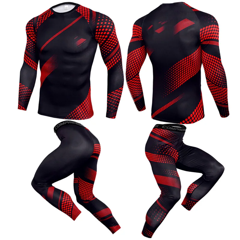 long johns target Men's Brand Spring Thickened Warm Clothing Quick-Drying Clothes Sportswear Running Men's Compression Quick-Drying Sports Suit men's thermal pants