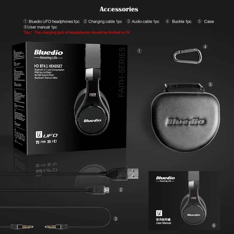 Bluedio U(НЛО) Bluetooth наушники/гарнитура запатентованная 8 драйверы/3D звук/алюминиевый сплав/HiFi беспроводные наушники за ухо
