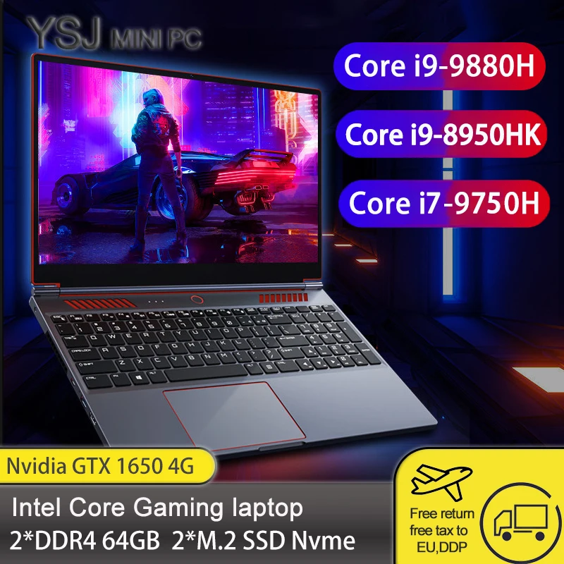 Новинка 2022 игровой ноутбук Intel Core i9-9980HK i9-8950HK Nvidia Geforce GTX 1650 4G мини-ПК ультрабук Win10/11