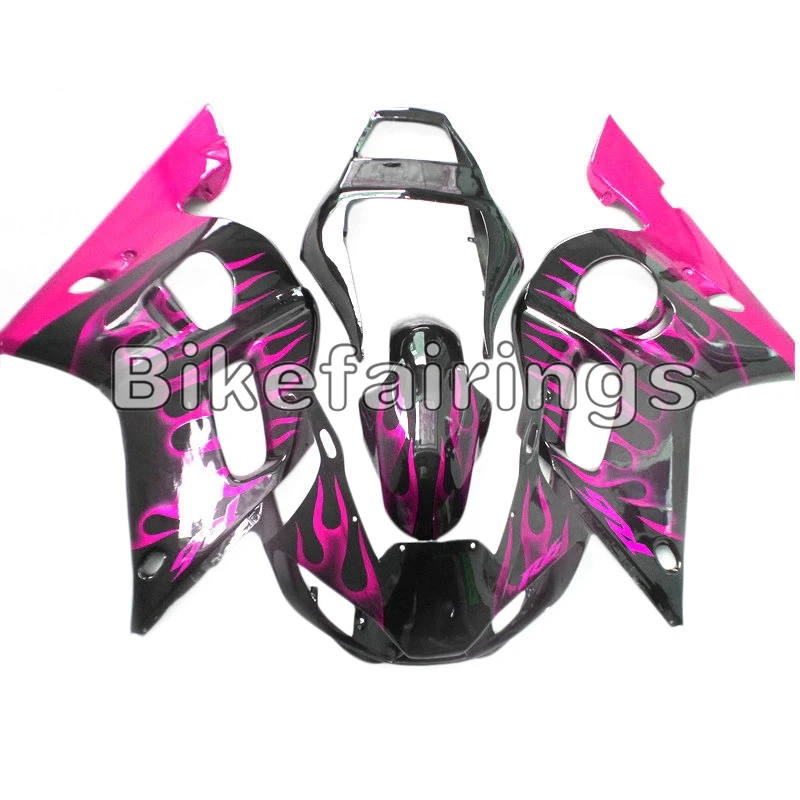 Обтекатели для Yamaha YZF-600 R6 1998 1999 2000 2001 2002 R6 ABS впрыска полный черный и фиолетовый пламя кузов комплект Чехлы
