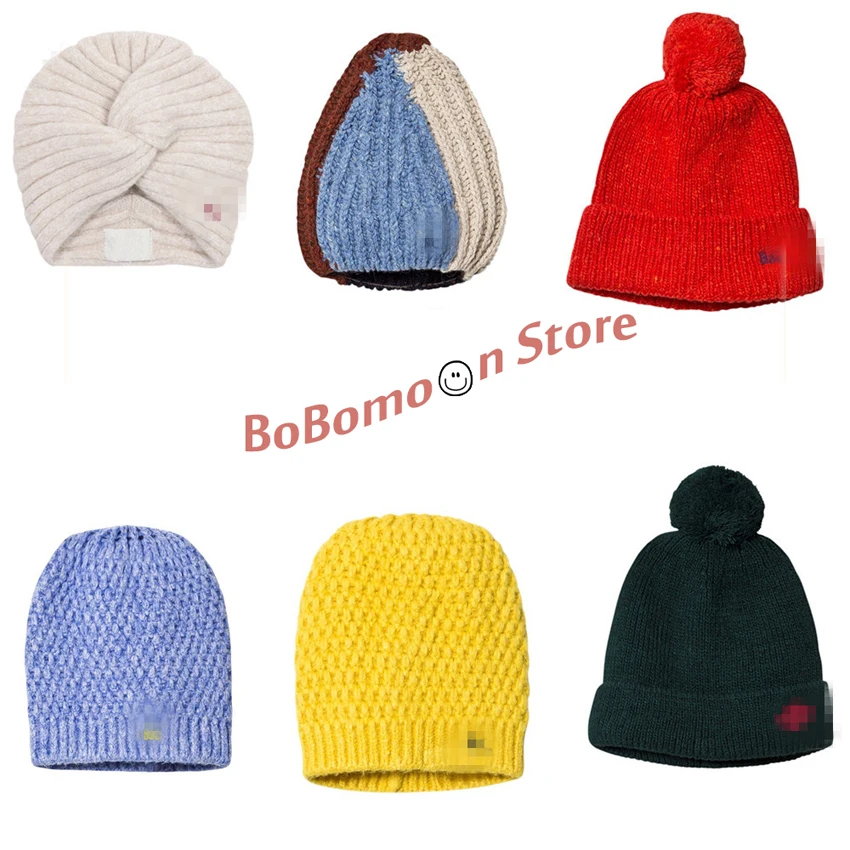 Spot BoBomoon-BO Autumn NEW Arrival Baby Winter Hat Patchwork Warm Newborn Boys Girls Hat Kids Baby Photography Props
