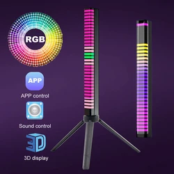 Lumières d'ambiance 3D à LED, barre de lumière colorée, contrôle du son RGB, capteur de luminosité, lampe de rythme, commande par application, pour voiture, atmosphère 