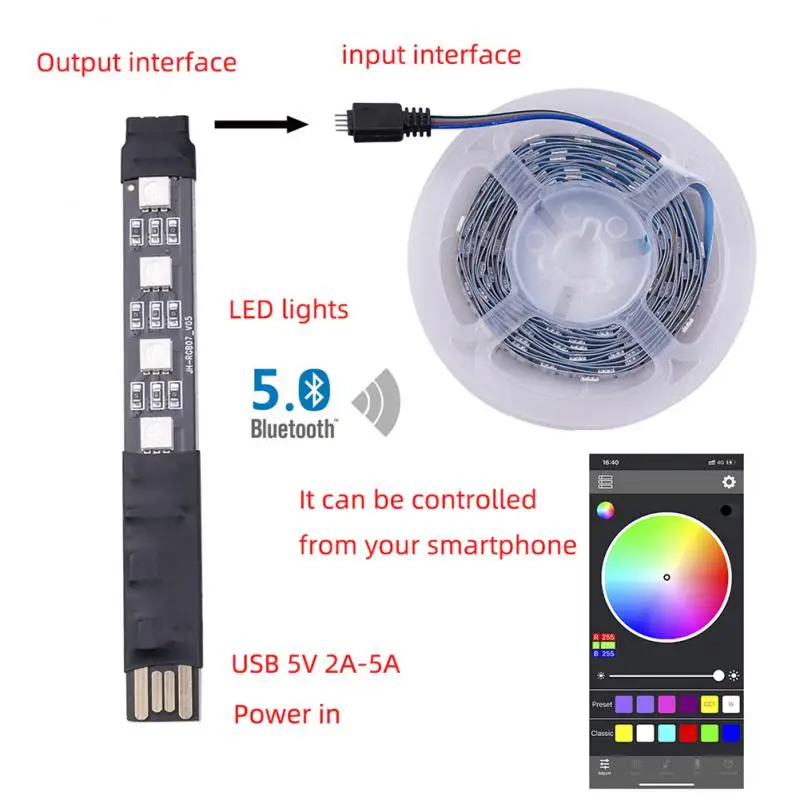 

Гибкая USB-лента 5050 RGB с поддержкой Bluetooth