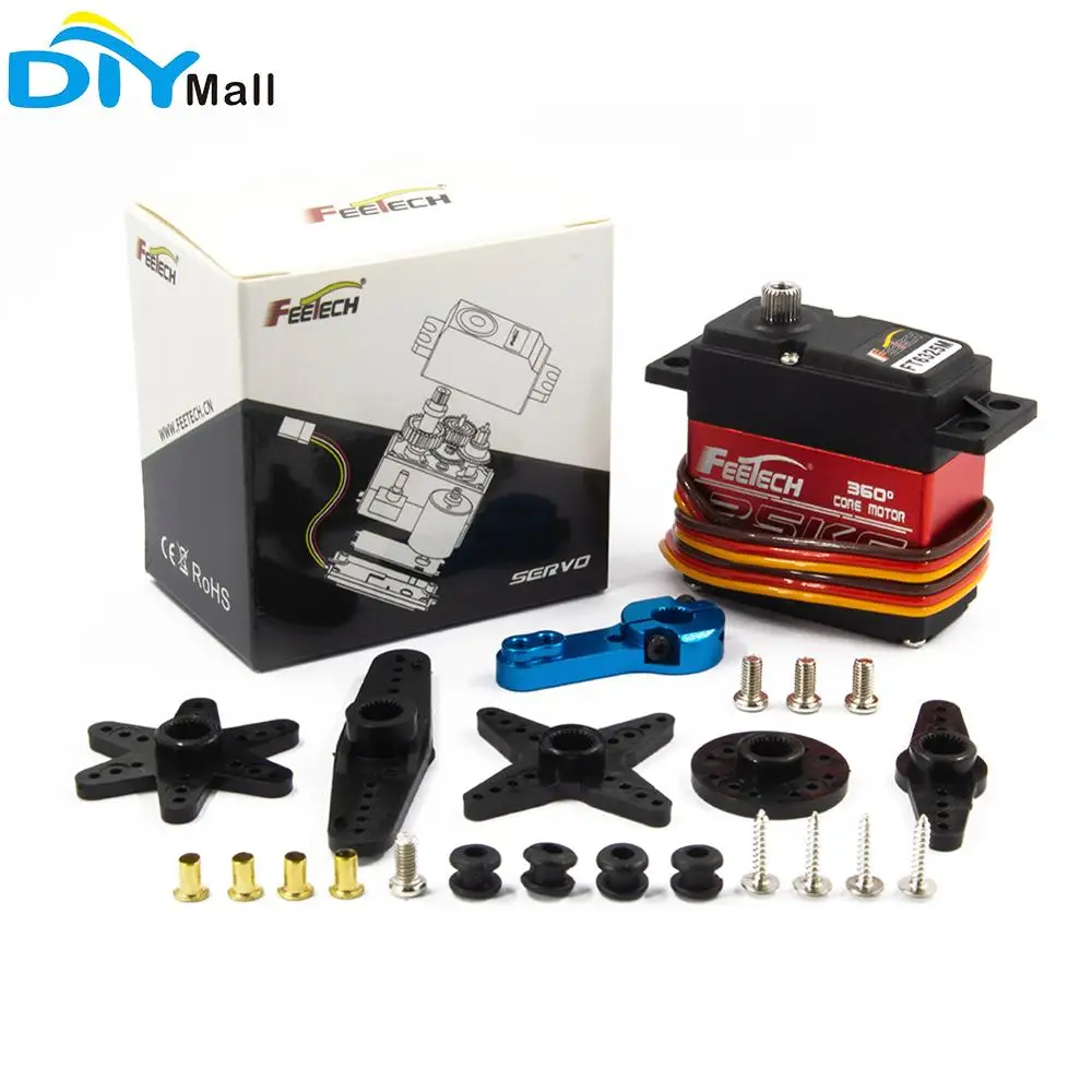 

Feetech 7.4V 25KG FT6325M 360 Degree Digital Servo Motor Red Aluminum Alloy Gear Servo With Metal Arm
