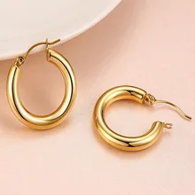 Huggie серьги-кольца, заполненные золотом, из нержавеющей стали, средней толщины, очаровательные, Bohe, Женский хрящевой пирсинг, Прямая поставка