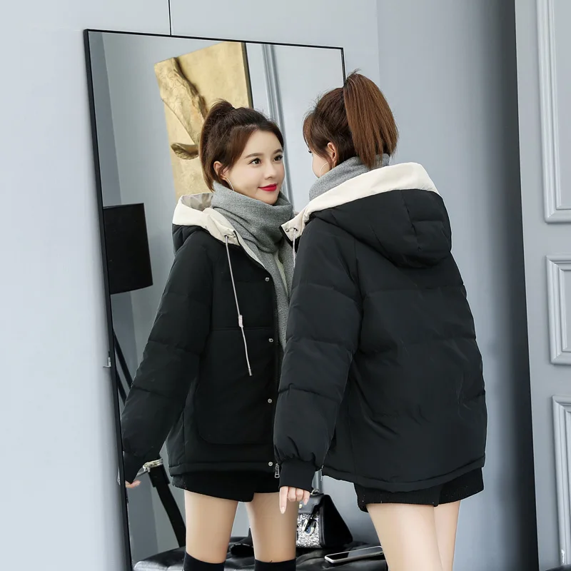Новинка, зимнее корейское модное свободное пуховое хлопковое пальто, утепленная куртка, куртка 3XL - Цвет: Черный