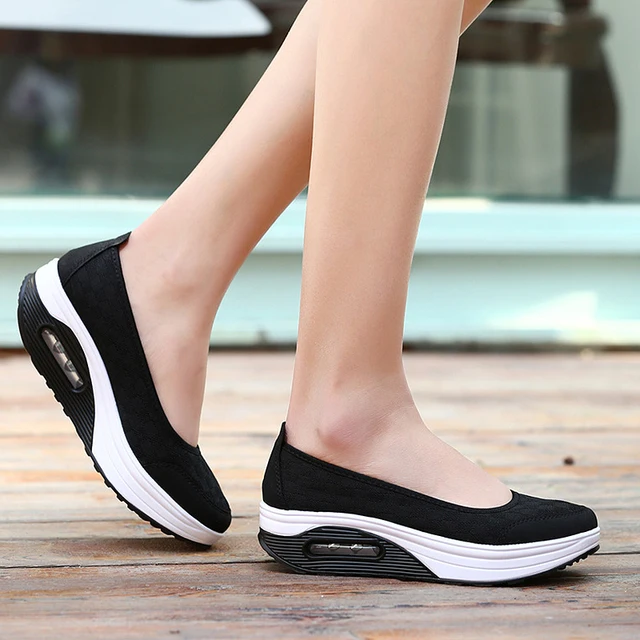 Women Shoes Comfortable Heels Vulcanized Shoes For Platform Shoes Casual Zapatos Mujer Slip On Spring Autumn Chaussure Femme 4