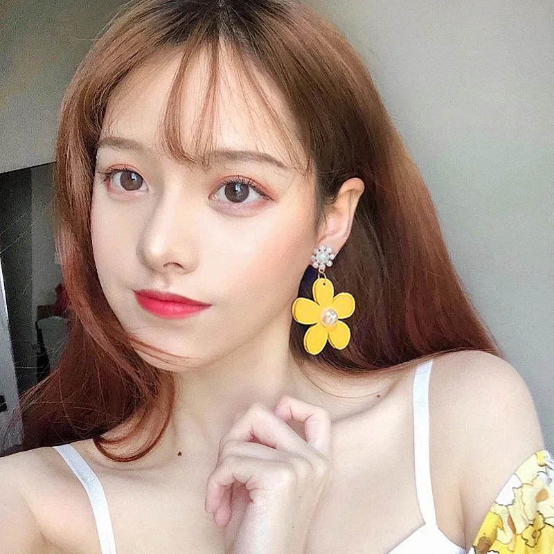 Drop Earrings for Women Trend Summer Korean Design Geometric Flower Heart Ear Creative Sweet Wedding Jewelry drop earrings geometric earrings