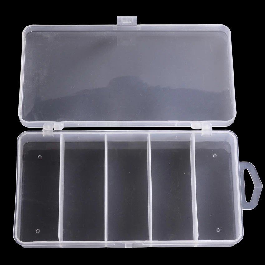 Outdoor Fishing Hook Box Transparent Lure Boxes Storage Case 5 Compartments J 