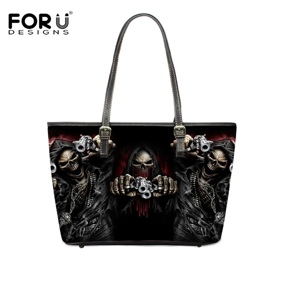 HME1346DP FORUDESIGNS из искусственной кожи, женская сумка с принтом в виде розового черепа, женские сумки на плечо в готическом стиле, женские сумки Lurury, большая вместительность, топ-ручка, Mujer - Цвет: HME1346DP