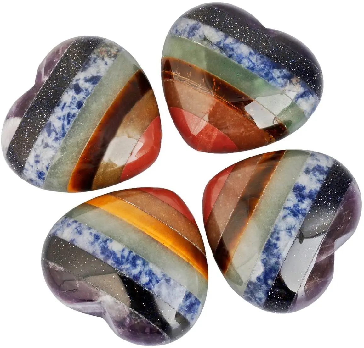 Puff Heart Palm Stone Worry Stone Crystal Gems Healing Chakra Balancing 1.6'' 
