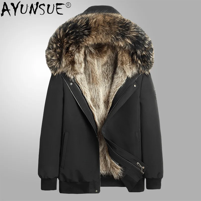 

AYUNSUE 2020 Parka Winter Jacket Men Clothing Hooded Clothes Real Raccoon Fur Coat Casual Jackets 2020 Chaquetas Hombre LXR923