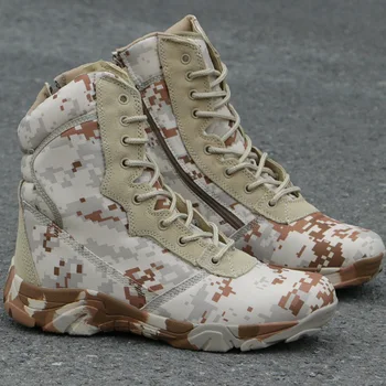 Camouflage Combat Military Boots Men Desert Tactical Boots Wear-resisting Non-slip Army Fans Outdoor Hiking Training High Shoes