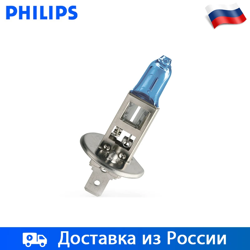 Philips 2 шт CrystalVision H1 55Вт 12В P14 5s 4300 k Дальний свет Ближний автомобильные фары Лампа