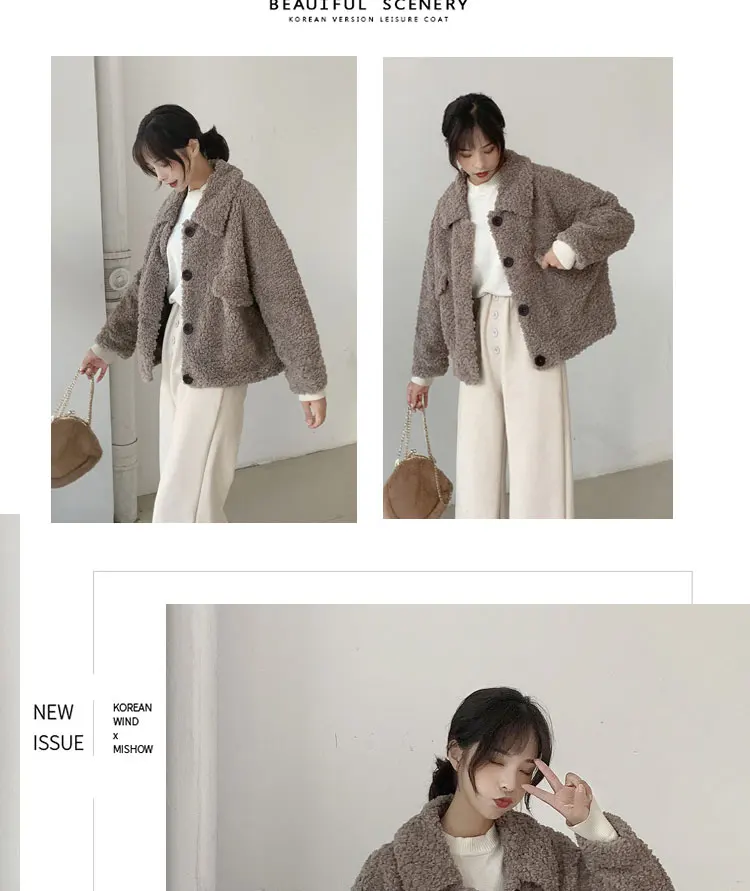 New Lamb Fur Jacket Women's Short Winter Korean Loose Plush Fur One-piece Top Thick Faux Fur Fashion Wild Casual Simple