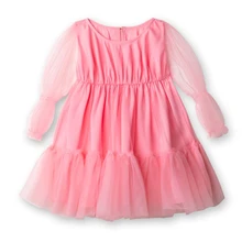 Детское мягкое многослойное фатиновое платье для девочек, шифоновое бальное платье с длинными рукавами для малышей, детские платья розового и белого цвета, фатиновое платье с пышной юбкой