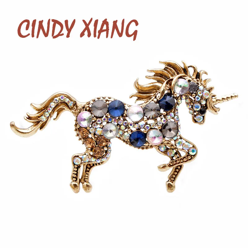 Винтажная женская брошь &quotЕдинорог&quot CINDY XIANG украшение в виде единорога со
