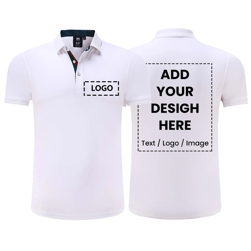 Высококачественная однотонная Классическая рубашка поло с коротким рукавом на заказ, мужская рубашка поло с принтом, дизайн с фото логотипом, униформа для делового персонала компании - Цвет: White