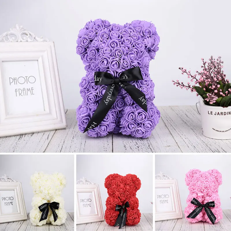 

PE Artificial Rose Wedding Love Decorations Gift Bear Dolls Lovely Birthday Toy Girlfriend Simulated Valentine'S Day Rose Bear