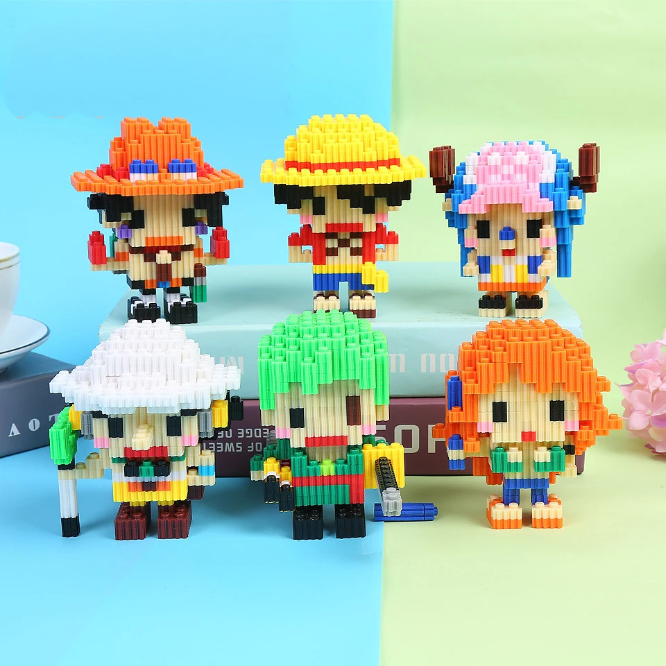

Anime One Piece Magic Blocks Pirate Monkey D Luffy Chopper Zoro Portgas·D· Ace Mini Connection Brick For Building Blocks Toys