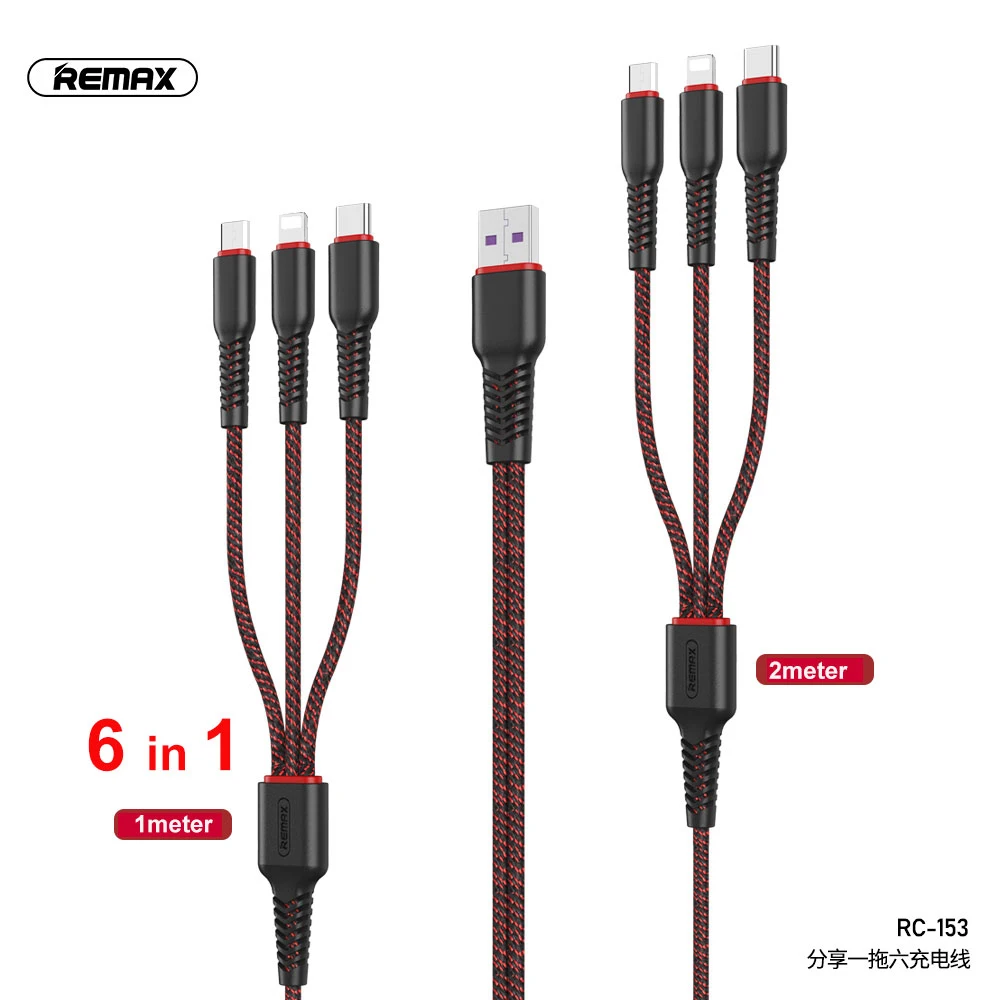 Бесплатная доставка REMAX 2*3 в 1 кабель micro usb для быстрой зарядки 5A кабели мобильных
