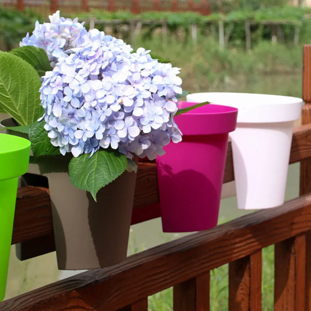 Flowerpot Easy Install Balcony Railing Garden Multipurpose Drainage Hole Vertical Home Space Saving Plant Pot Bridge Hanging