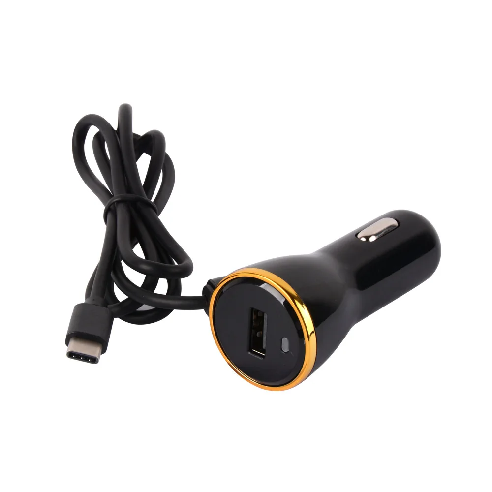 

Double USB Mobile Phone Car Charger TYPE-C Port Fast Charge Smart Mini Multi-functional Car Charger with Cord