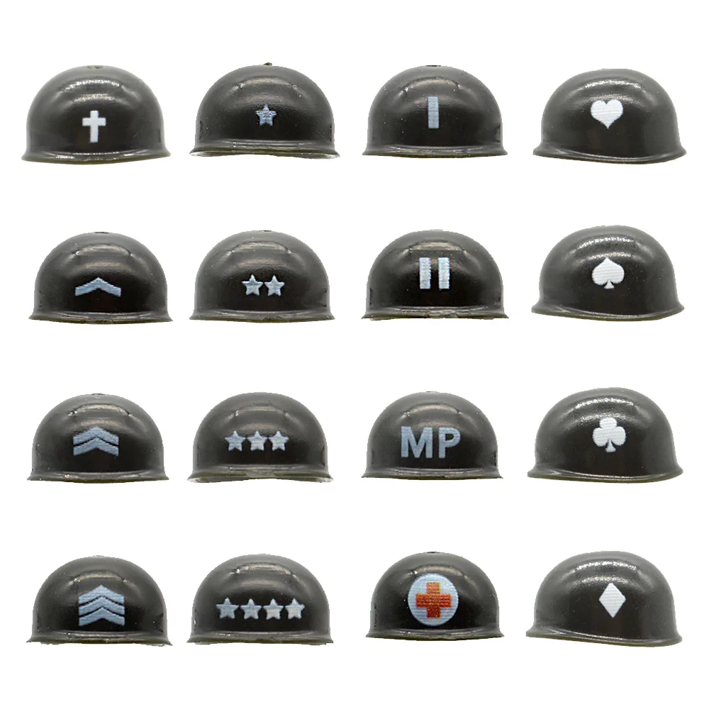 Stampato Su Misura Ww2 M1 Us Caschi Building Blocks Salmone Soldati Medici Esercito Militare Moc Mattoni Giocattoli Per Bambini