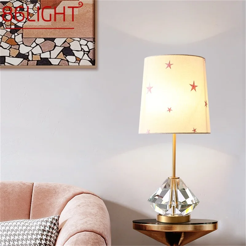 

86LIGHT Brass Table Lamp Contemporary Creative Crystal LED Desk Light Decoration for Home Bedroom