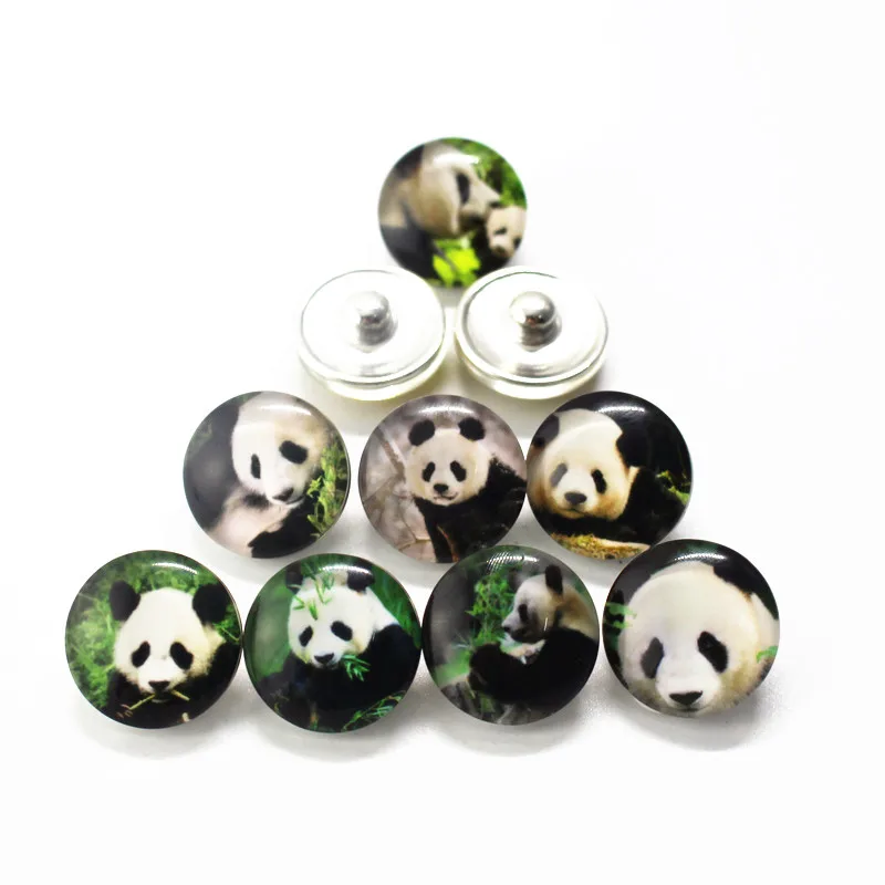 Оптовая продажа 12 шт./лот стекло животное 18 мм Кнопка s panda кожаная застежка кнопка